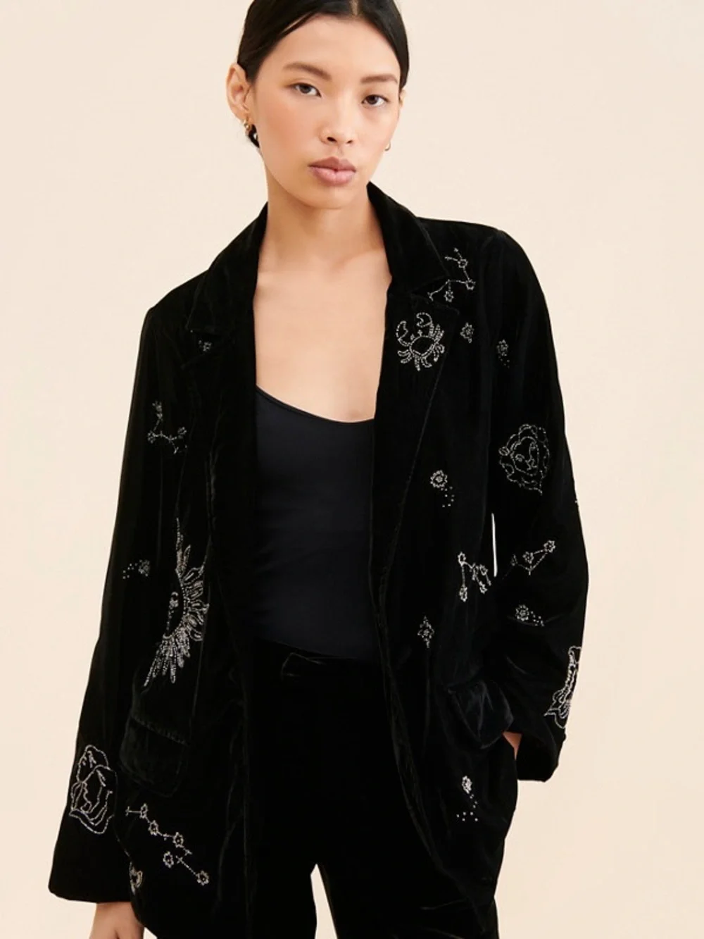 Zodiac Velvet Embroidered Blazer Statement